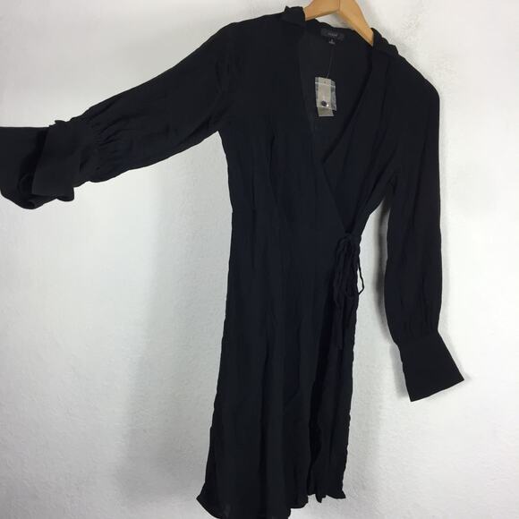 NWT J. Crew Black Drapey Long Sleeve Wrap Mini Dress Size 2 Workwear Classic - Picture 11 of 13